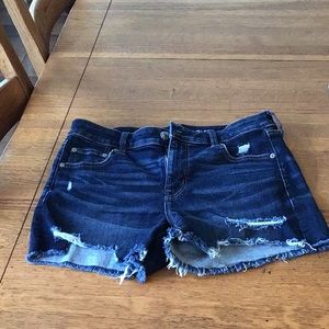 Distressed AE next level stretch shorts.  Hardly worn.  Dark wash!